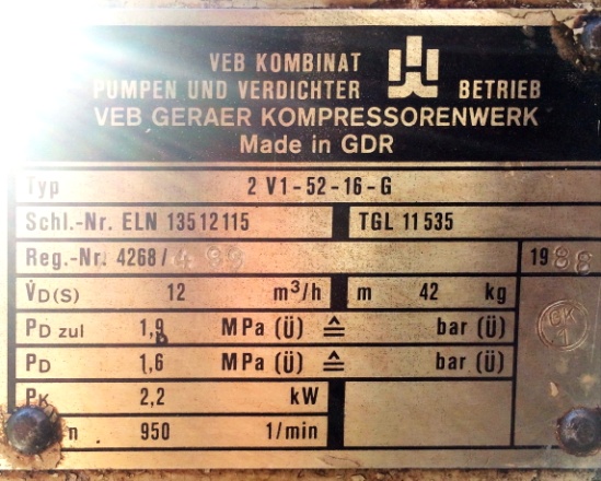 Поршневой двух ступенчатый компрессор A2V1-52-16-G
